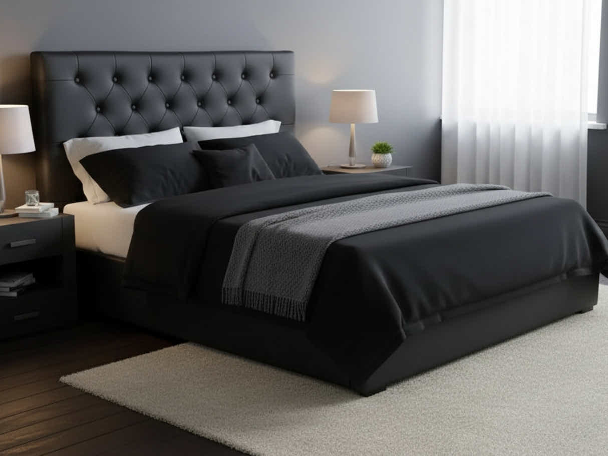 Raisa PU Headboard Black - King