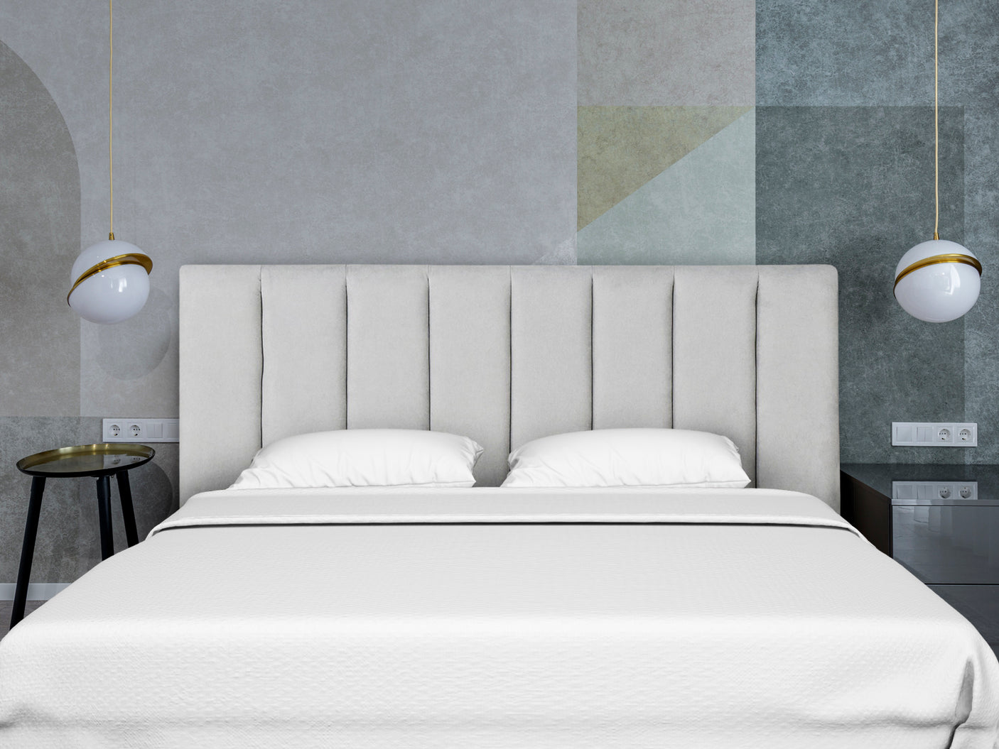 Tada Headboard Double Fabric Grey