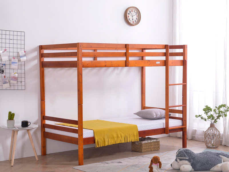 New Lyn Cherry Bunk Bed with Bonnell Mattress Combo