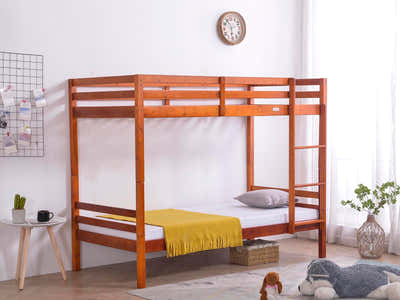 New Lyn Cherry Bunk Bed with Bonnell Mattress Combo