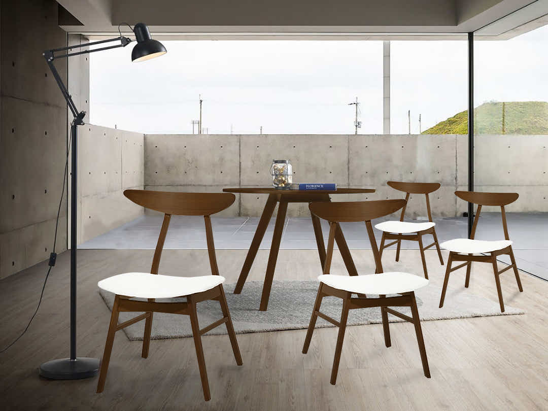 Hexa + Fiesta 5-Piece Dining Set - Walnut