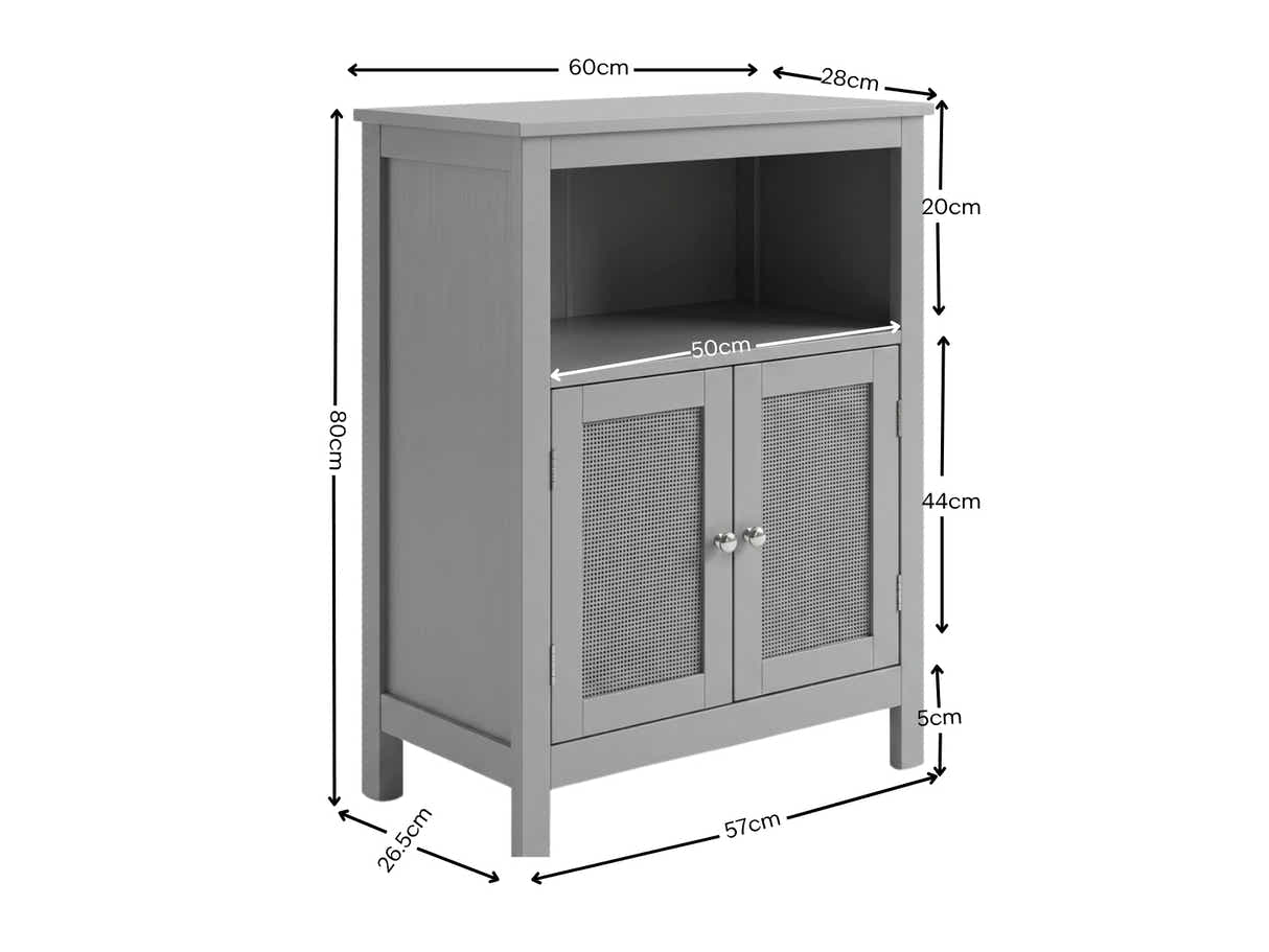 2-Door Rattan Storage Cabinet - Grey