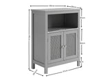 2-Door Rattan Storage Cabinet - Grey