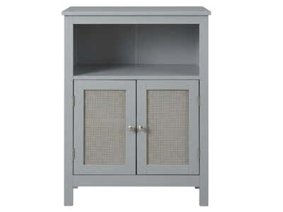2-Door Rattan Storage Cabinet - Grey