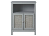 2-Door Rattan Storage Cabinet - Grey
