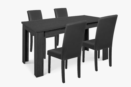 1.6M Dining Table Black + Dining Chair Dchair-Low-Bkx4