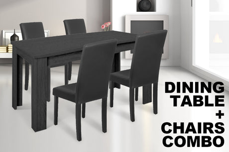 1.6M Dining Table Black + Dining Chair Dchair-Low-Bkx4