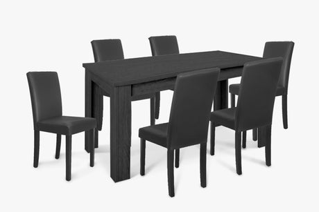 1.6M Dining Table Black + Dining Chair Dchair-Low-Bkx6
