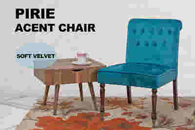 Pirie Velvet Accent Chair - Light Blue