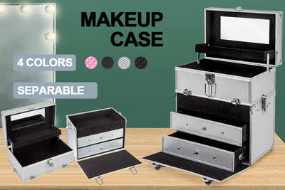 Makeup Case Silver With Drawer