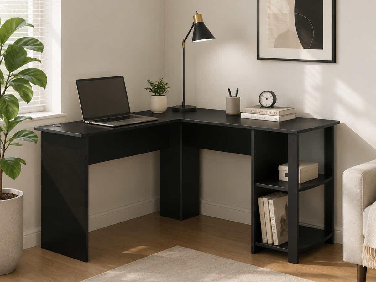 Korr L-shaped Office Desk - Black