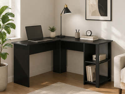 Korr L-shaped Office Desk - Black
