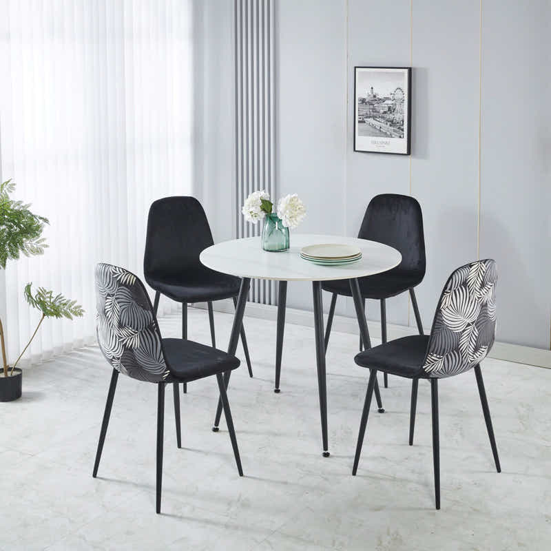 Fernando Round Dining Table with Slate Top - 90 cm