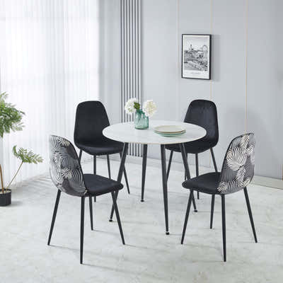 Fernando Round Dining Table with Slate Top - 90 cm
