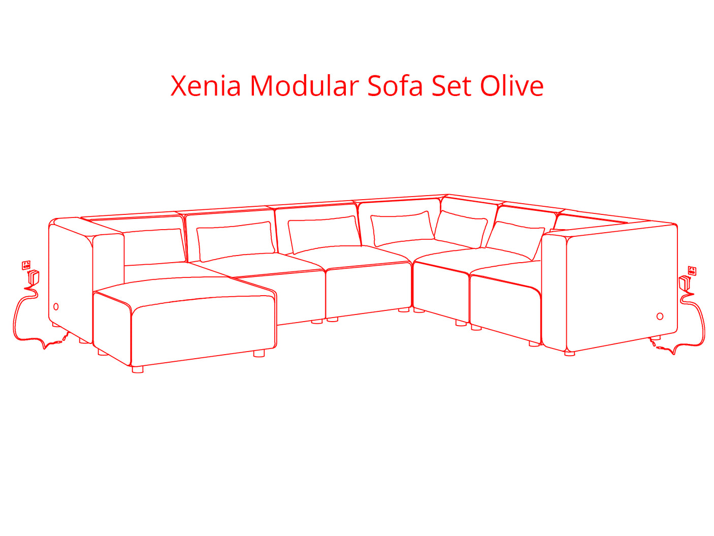Xenia Modular Sofa Set Olive