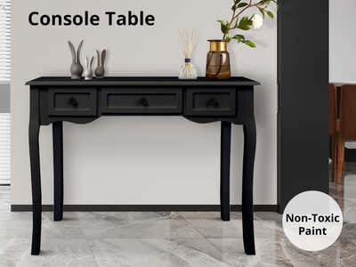 3-Drawer Console Table - Black
