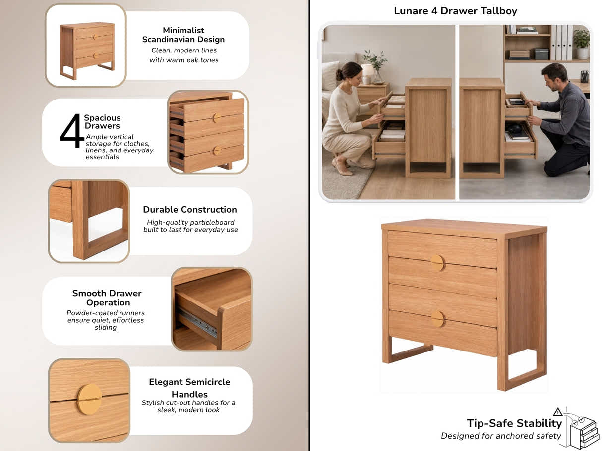 Lunare 4-Drawer Tallboy