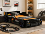 Racing Car Bed Frame with LED Lights Black - Single