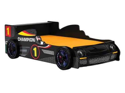 Racing Car Bed Frame with LED Lights Black - Single