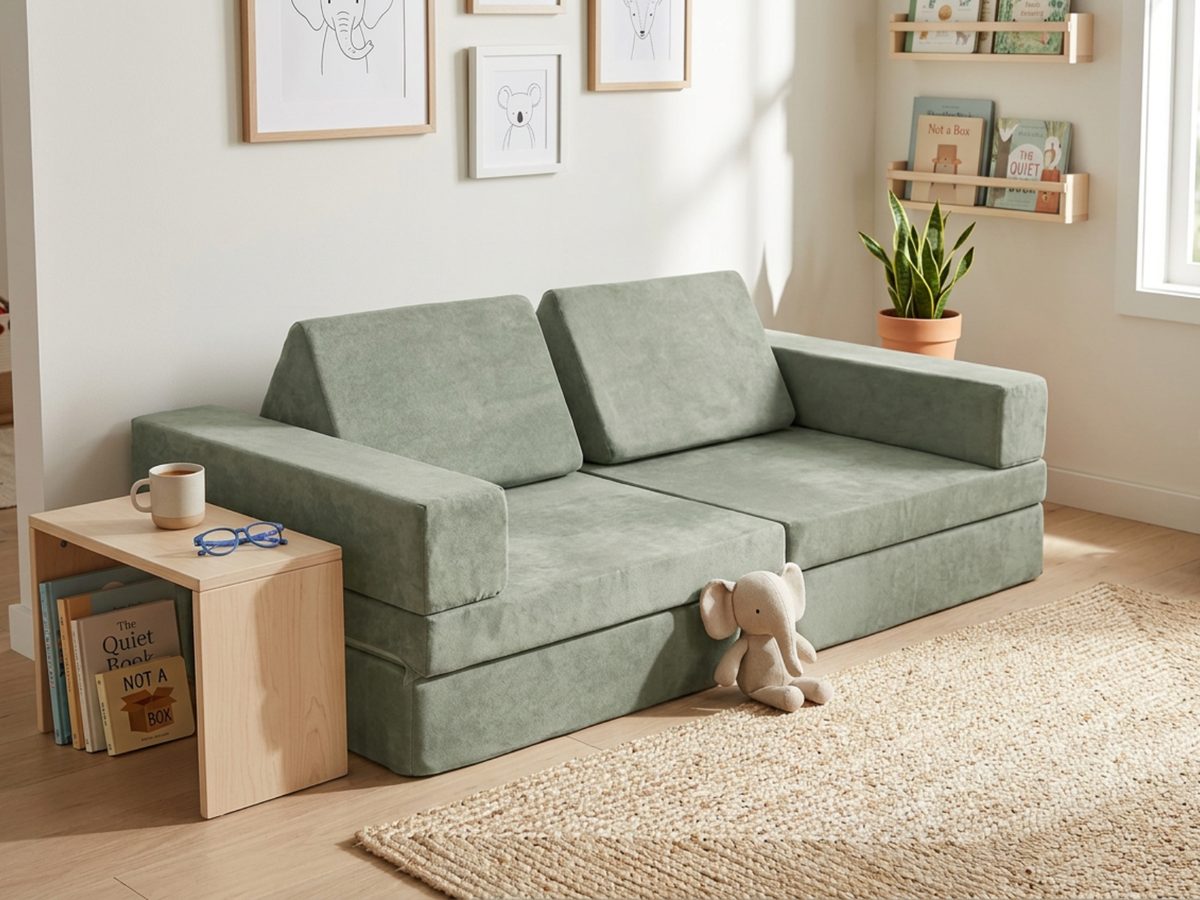 6-Piece Modular Kids Play Couch Set - Green