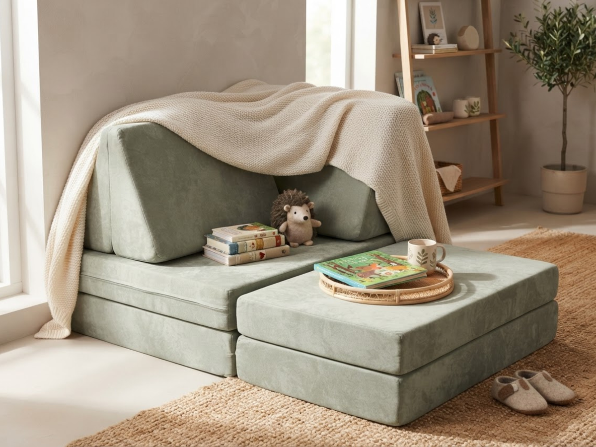 6-Piece Modular Kids Play Couch Set - Green