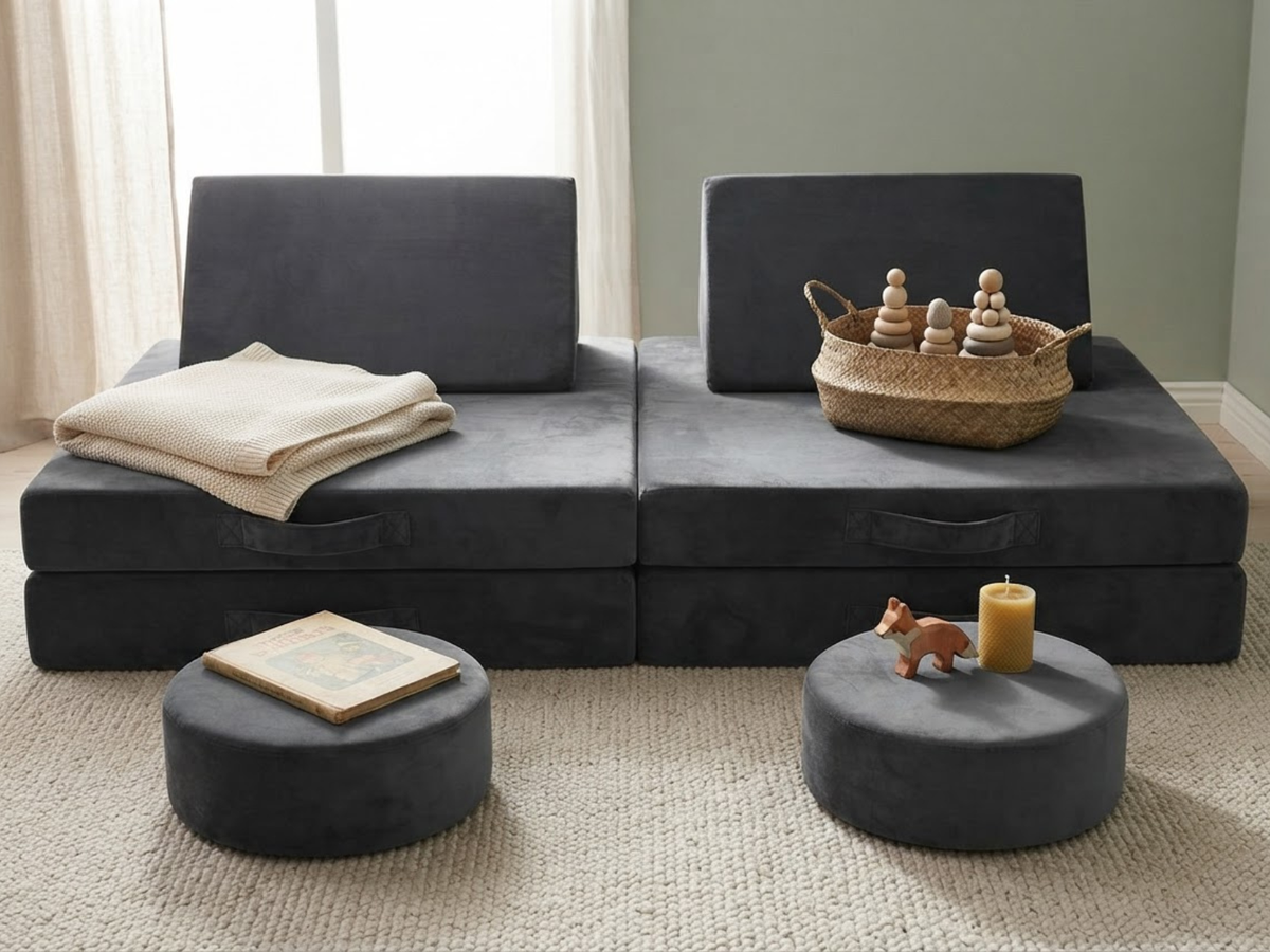 Kids 6-Piece Play Couch - Grey
