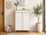 Lonna Steel 2-Door Shoe Cabinet With Drawers - White