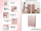 Lonna Steel 5-Drawer Tallboy - Pink