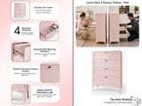 Lonna Steel 4-Drawer Tallboy - Pink