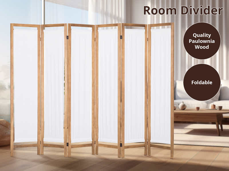 6-Panel Room Divider D S1 - Brown