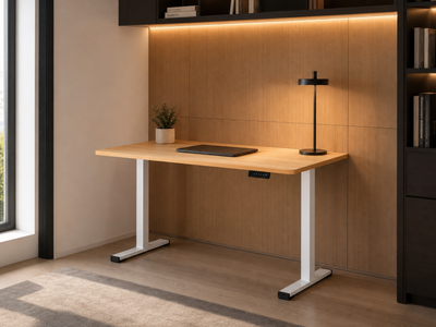 Height Adjustable Desk Set - Oak & White