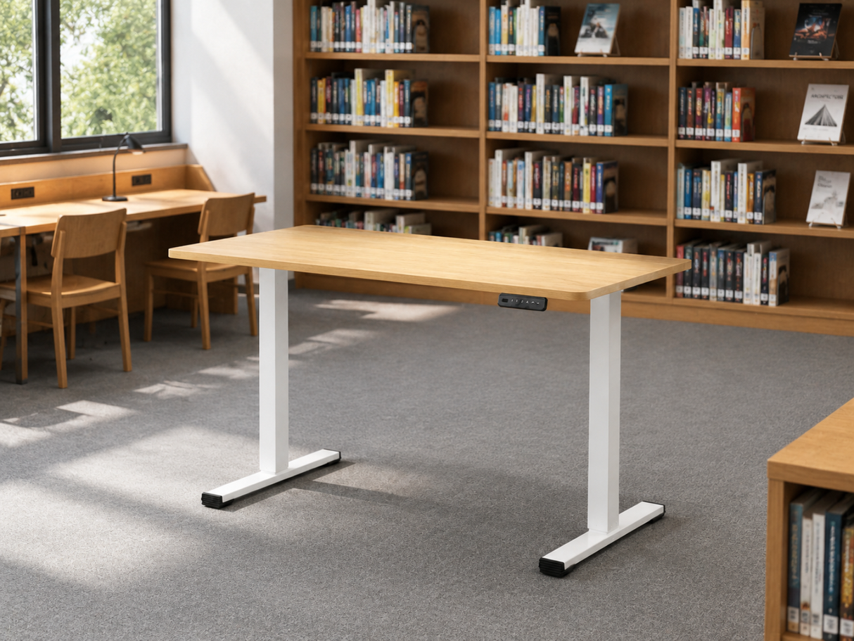 Height Adjustable Desk Set - Oak & White