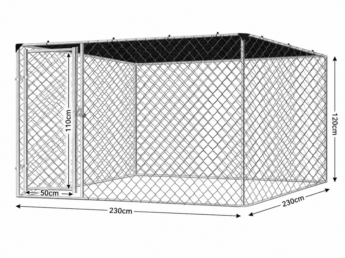 Dog Run With Shade Sail - 2.3m x 2.3m x 1.2m
