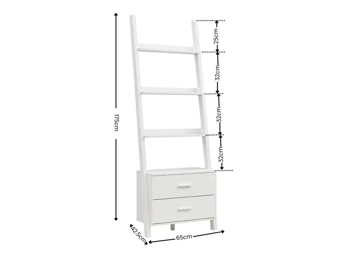Hollow Core ladder Bookcase - White
