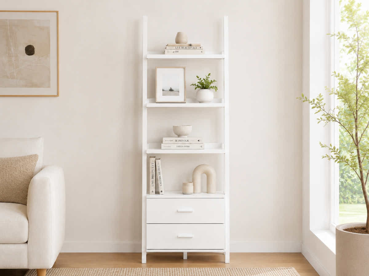 Hollow Core ladder Bookcase - White