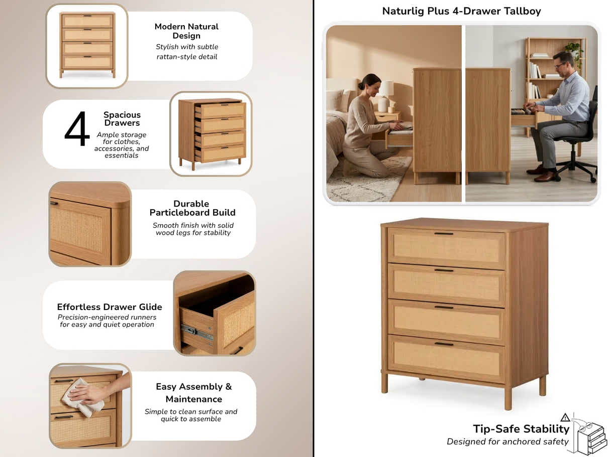 Naturlig Plus 4-Drawer Tallboy