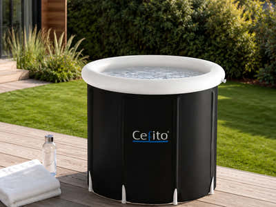 Portable Ice Bath Tub 80X80CM Inflatable Folding Bathtub Spa Massage