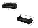 DS Legen Futon Sofa Bed Velvet - Black
