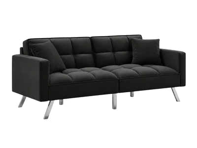 DS Legen Futon Sofa Bed Velvet - Black