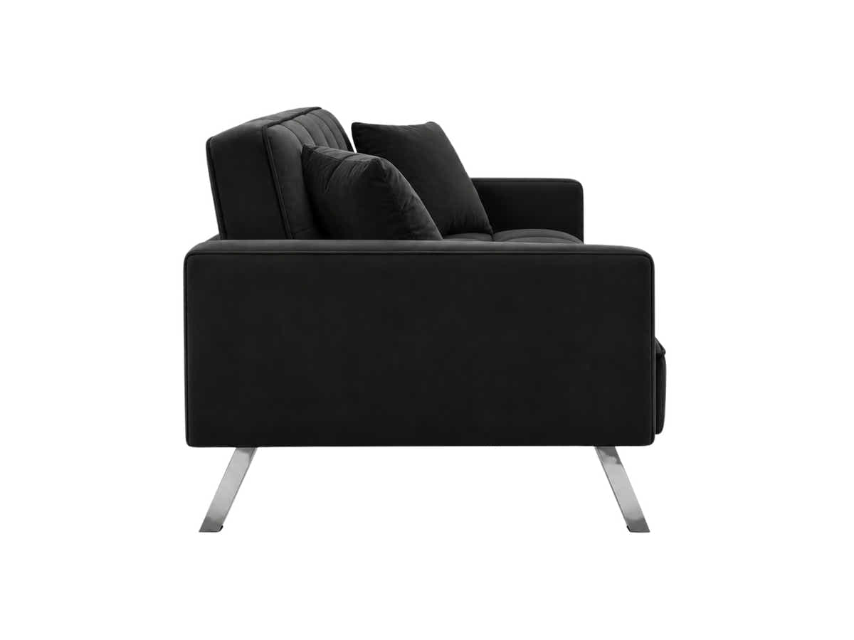DS Legen Futon Sofa Bed Velvet - Black
