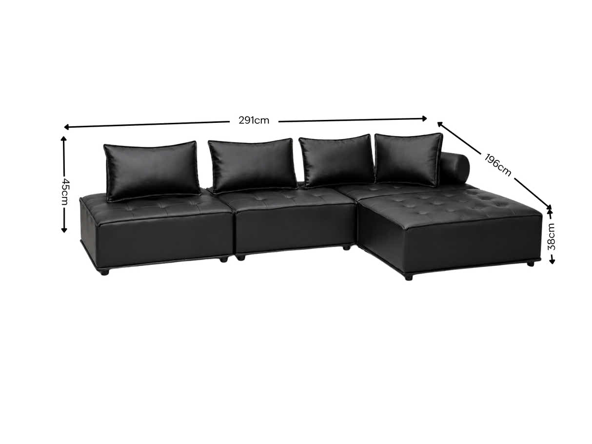 Suellen Sectional Sofa Set PU - Black