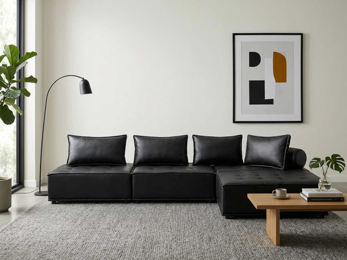 Suellen Sectional Sofa Set PU - Black