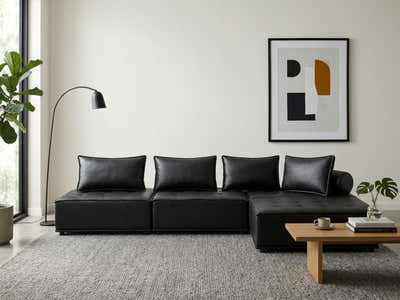 Suellen Sectional Sofa Set PU - Black
