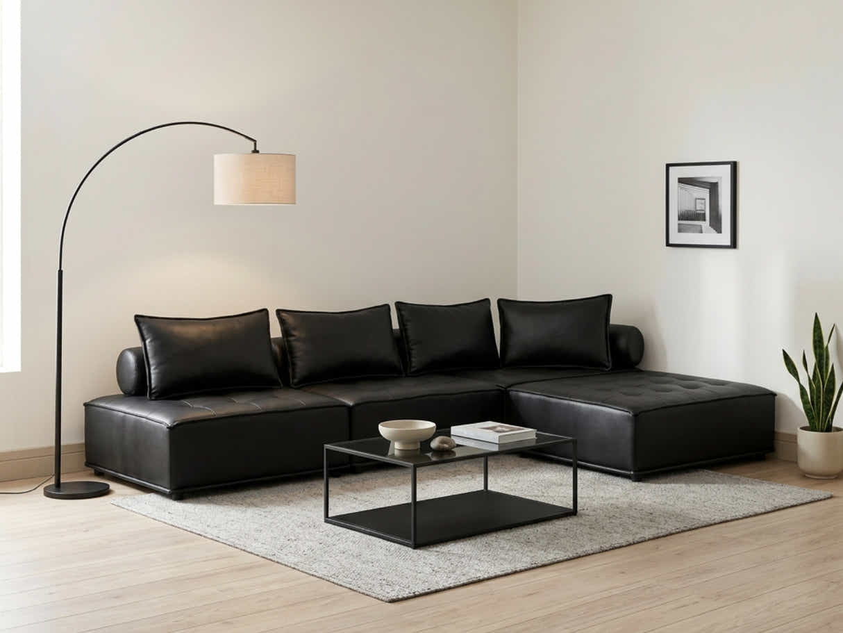 Suellen Sectional Sofa Set PU - Black