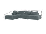 Suellen Sectional Sofa Set Pineapple Velvet - Dark Grey
