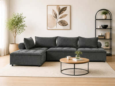 Suellen Sectional Sofa Set Pineapple Velvet - Dark Grey