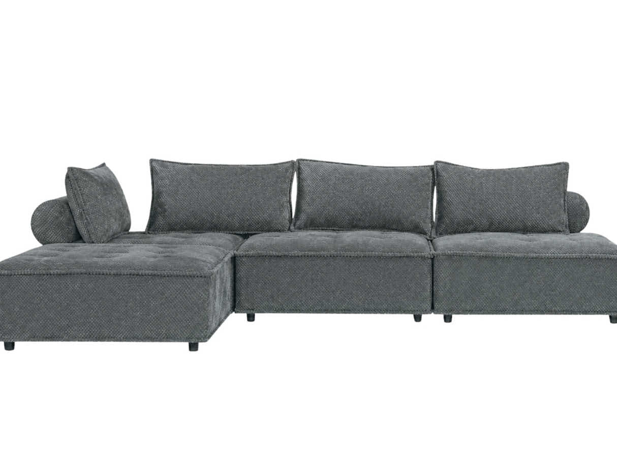 Suellen Sectional Sofa Set Pineapple Velvet - Dark Grey