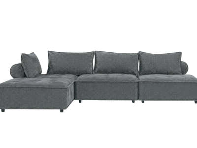 Suellen Sectional Sofa Set Pineapple Velvet - Dark Grey
