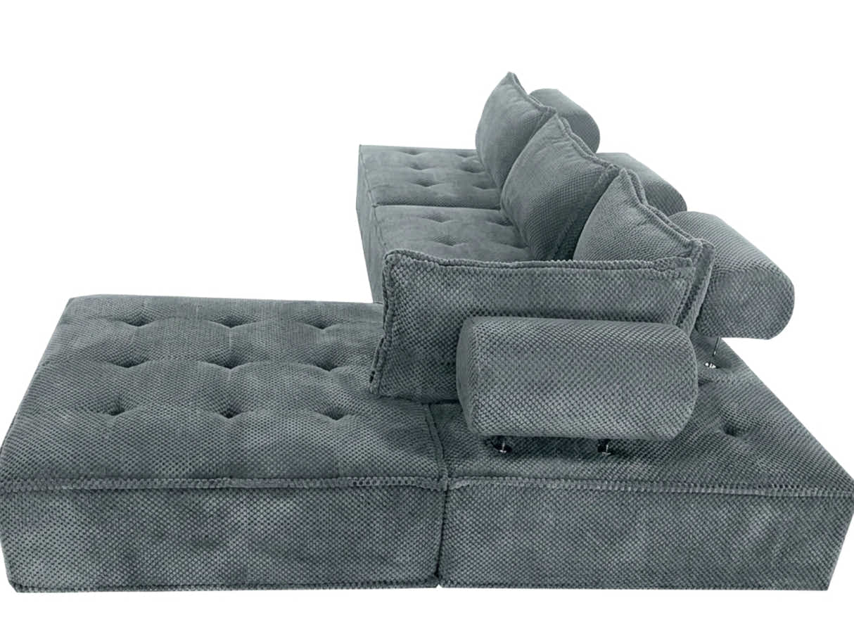 Suellen Sectional Sofa Set Pineapple Velvet - Dark Grey