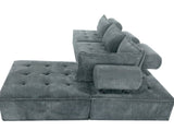 Suellen Sectional Sofa Set Pineapple Velvet - Dark Grey
